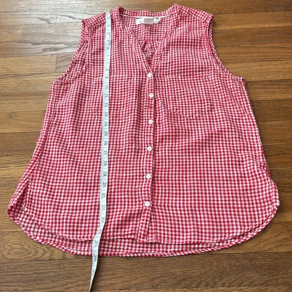🍓H&M red/white cotton gingham sleeveless top. Size 10. - Picture 6 of 6